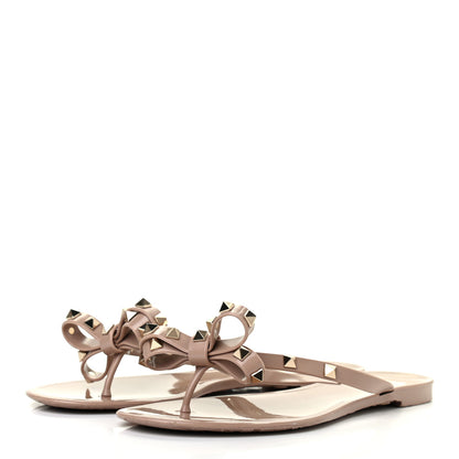 Valentino Garavani PVC Jelly Rockstud Bow Thong Sandals 39 Poudre 3 of 7
