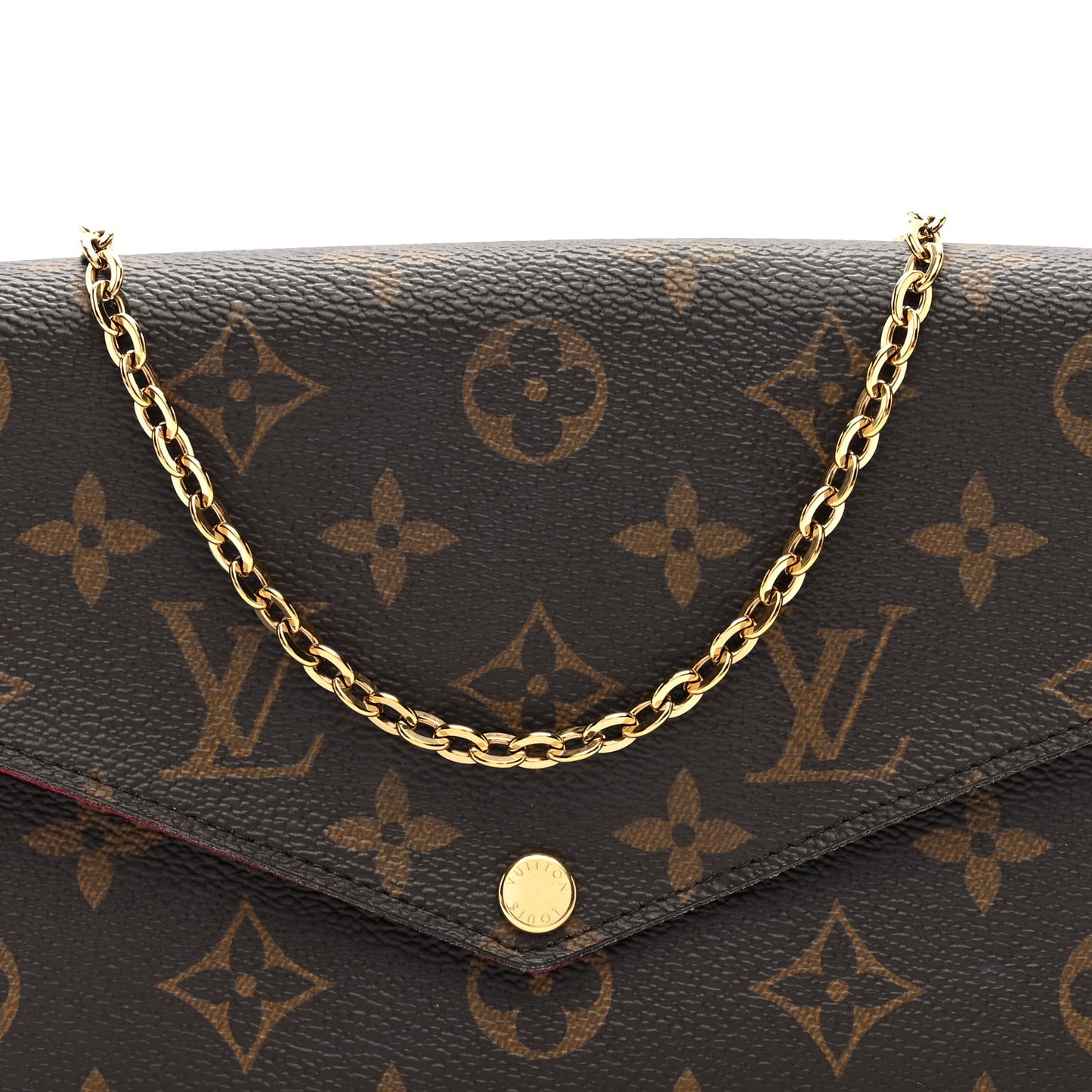 Monogram Pochette Felicie Chain Wallet Fuchsia