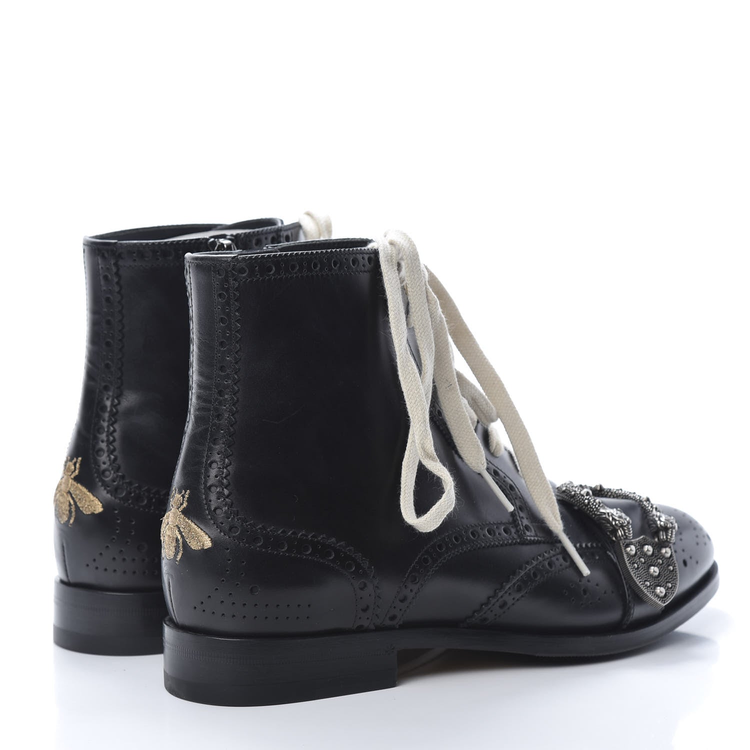 Gucci Calfskin Mens Queercore Brogue Wingtip Boots 6.5 Black 4 of 8