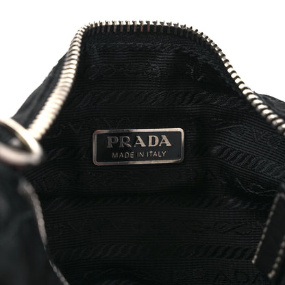 Prada Tessuto Nylon Saffiano Impunturato Quilted Barrel Pochette Black 6 of 6