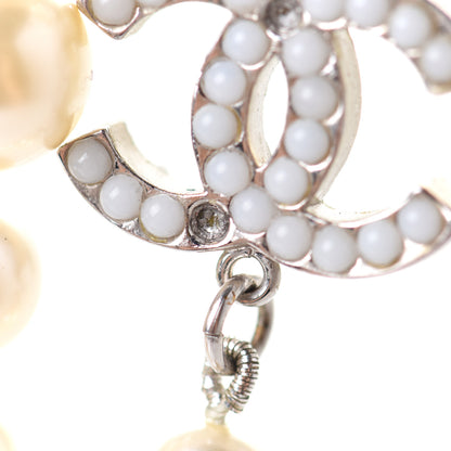 Chanel Graduated Pearl CC Long Necklace Silver 5 of 6