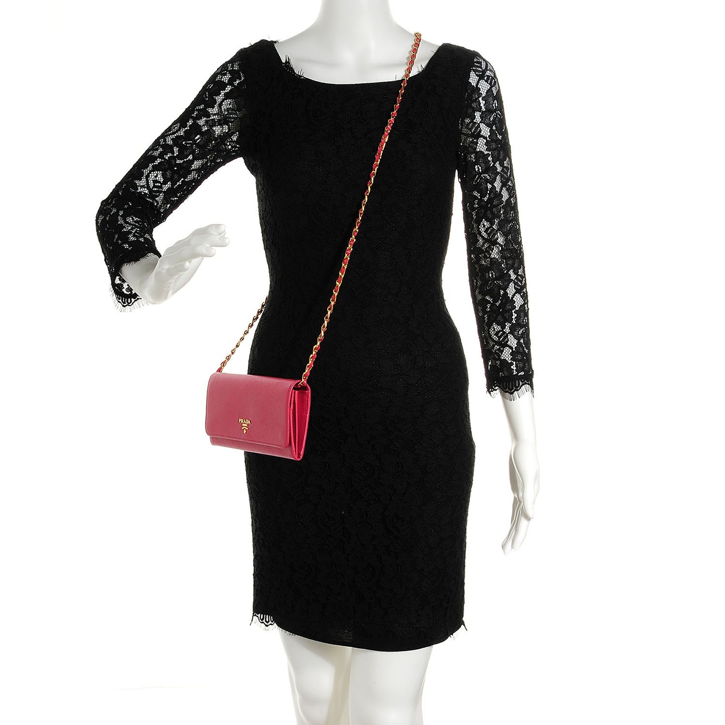 Saffiano Metal Oro Chain Wallet Peonia