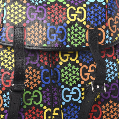 Gucci GG Supreme Monogram Psychedelic Large Double Buckle Backpack Black Multicolor 9 of 9