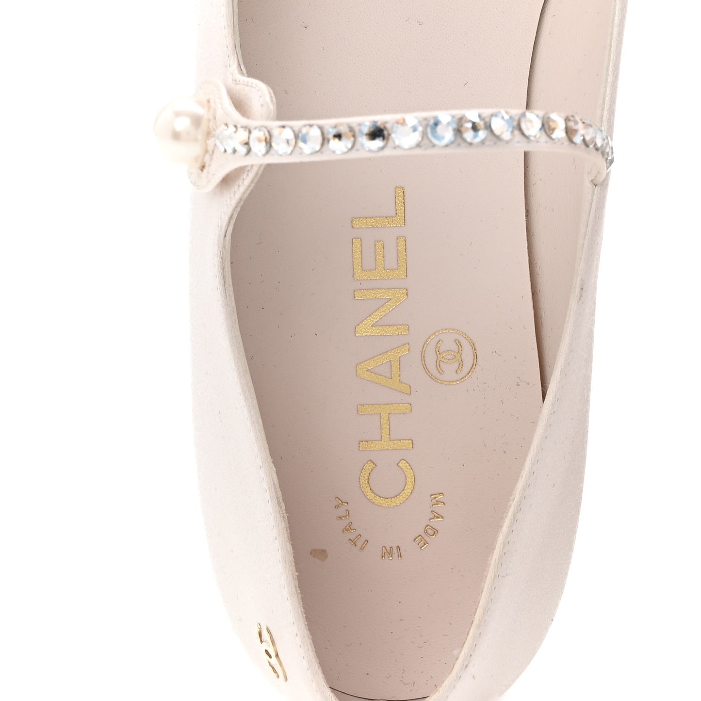 Strass Satin Grosgrain Mary Jane Flats 38 Ivory Black