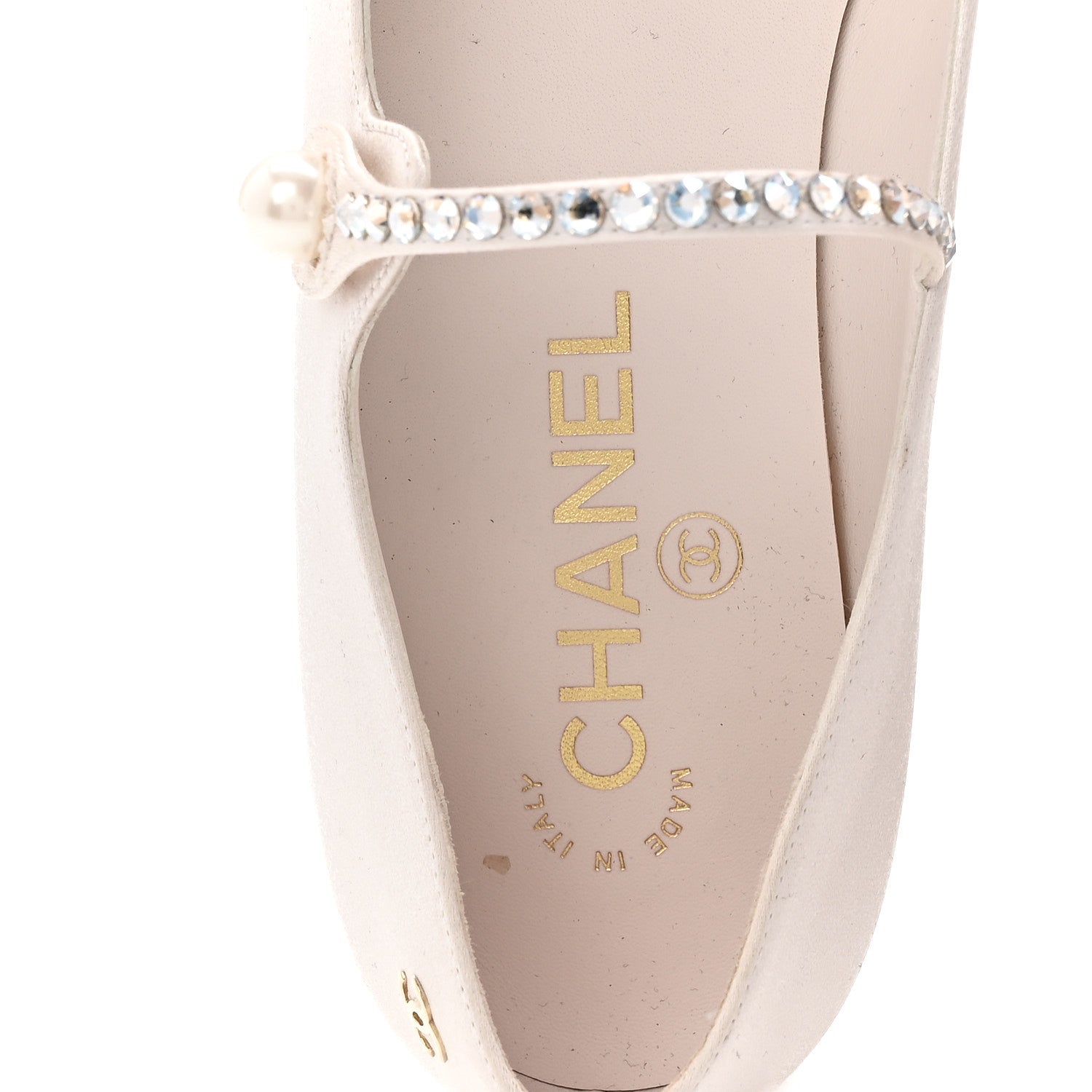 Chanel Strass Satin Grosgrain Mary Jane Flats 38 Ivory Black 8 of 10