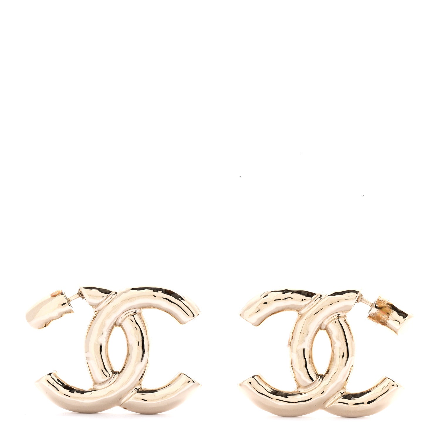 Chanel Metal Large CC Earrings Light Gold 1 of 5
