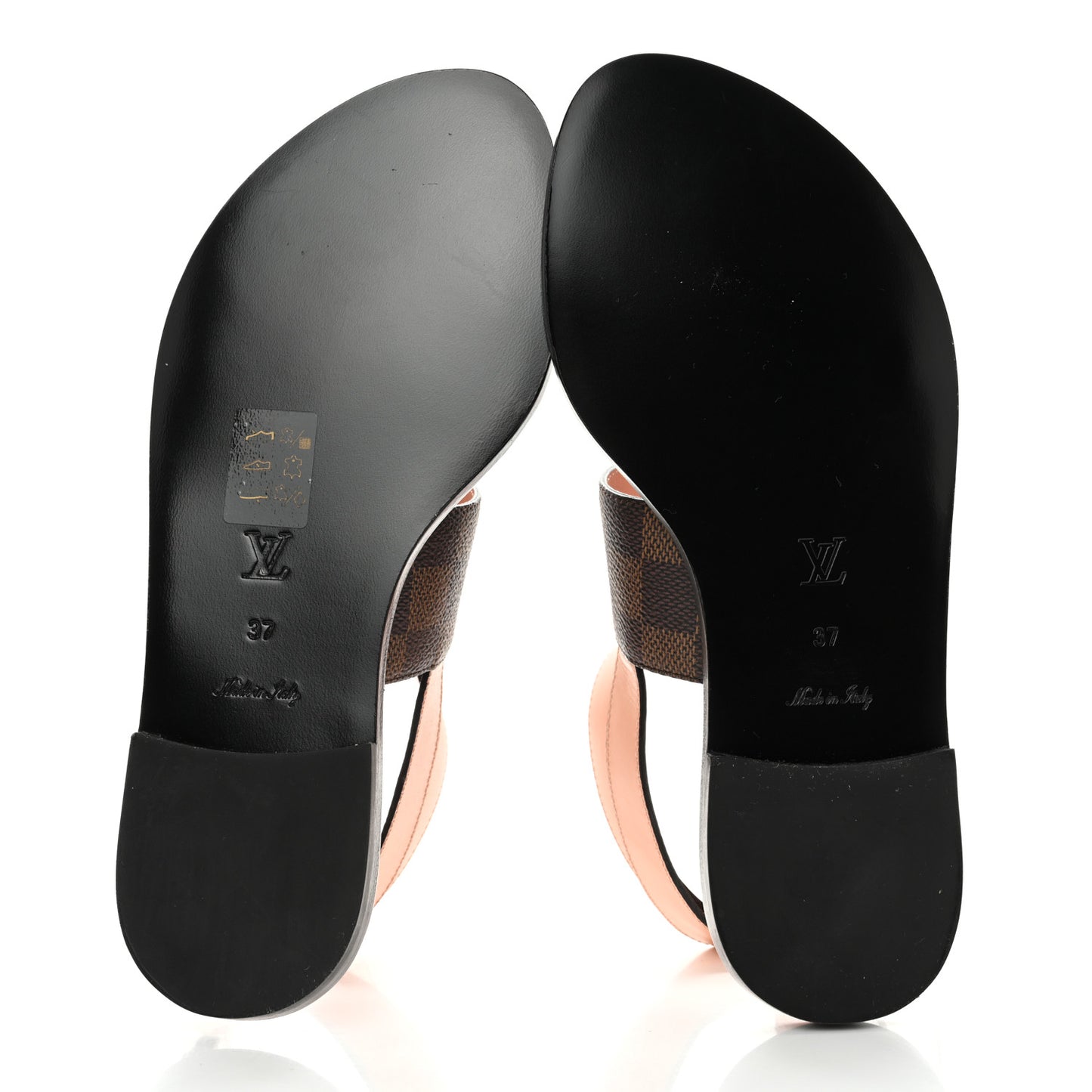 Calfskin Damier Ebene Passenger Flat Sandals 37 Venus Pink