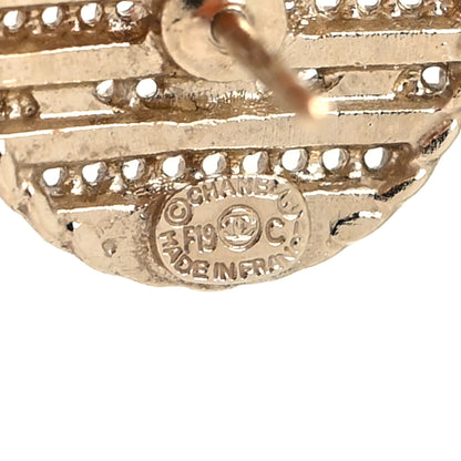 Chanel Chain CC Round Earrings Gold White 4 of 4