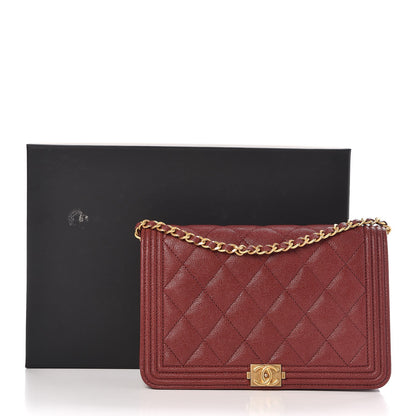 Chanel Caviar Quilted Boy Wallet On Chain WOC Burgundy 9 of 9