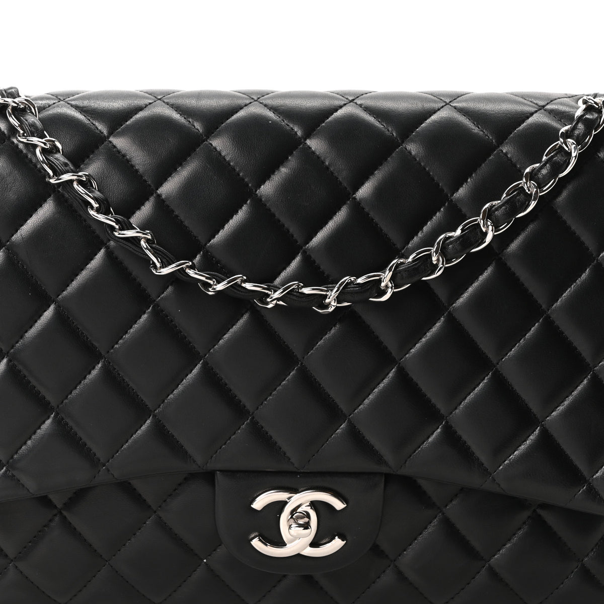Chanel Lambskin Quilted Maxi Double Flap Black 8 of 10