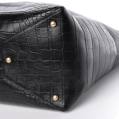 Chanel Calfskin Crocodile Embossed Large Cocodile Shopping Tote Black 10 of 10