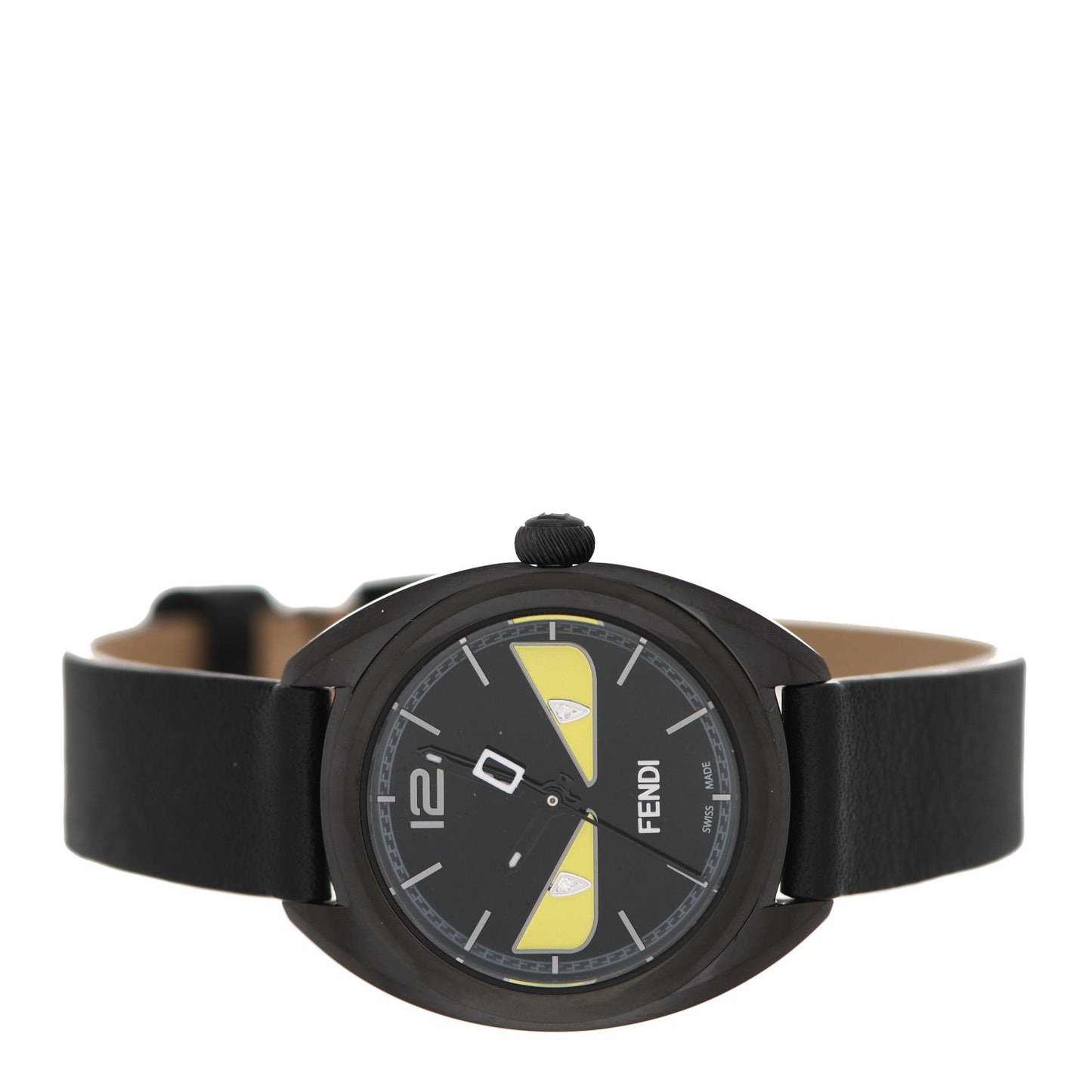 Stainless Steel Calfskin Diamond 26mm Momento Bugs Quartz Watch Black