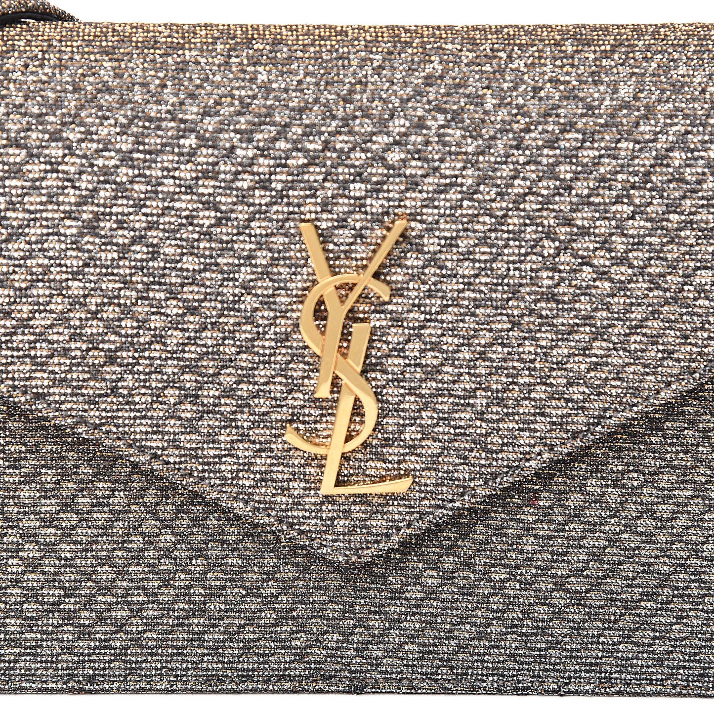 Metallic Fabric Monogram Envelope Chain Wallet Anthracite