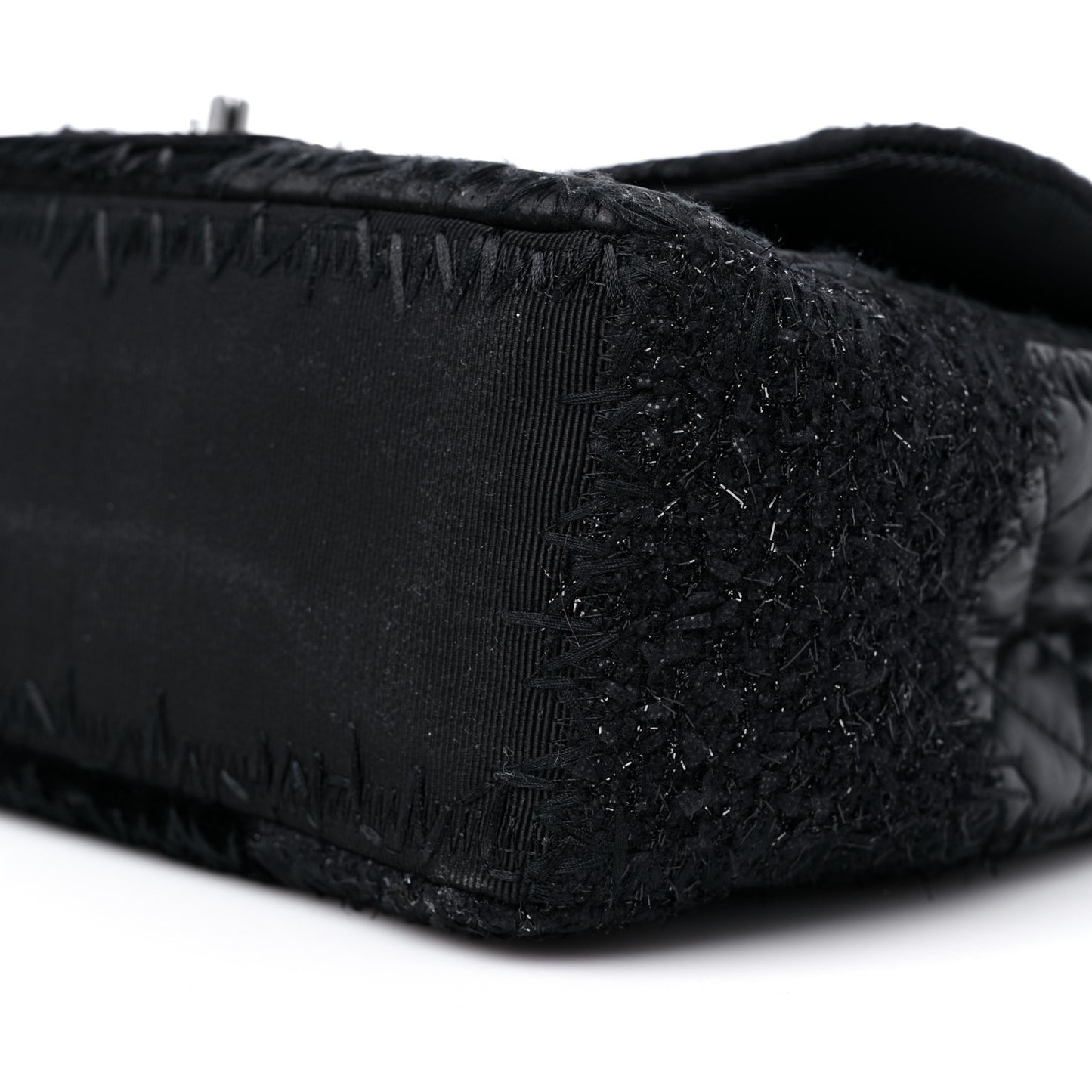 Tweed Patchwork Jumbo Single Flap Black
