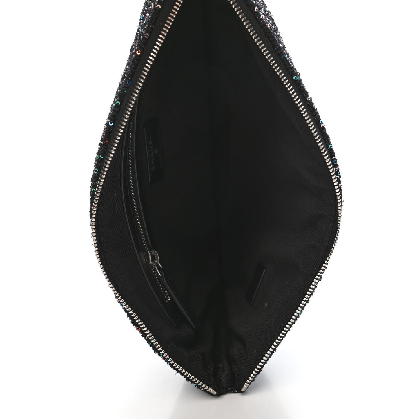 Canvas Sequin Medium Deauville Cosmetic Pouch Black