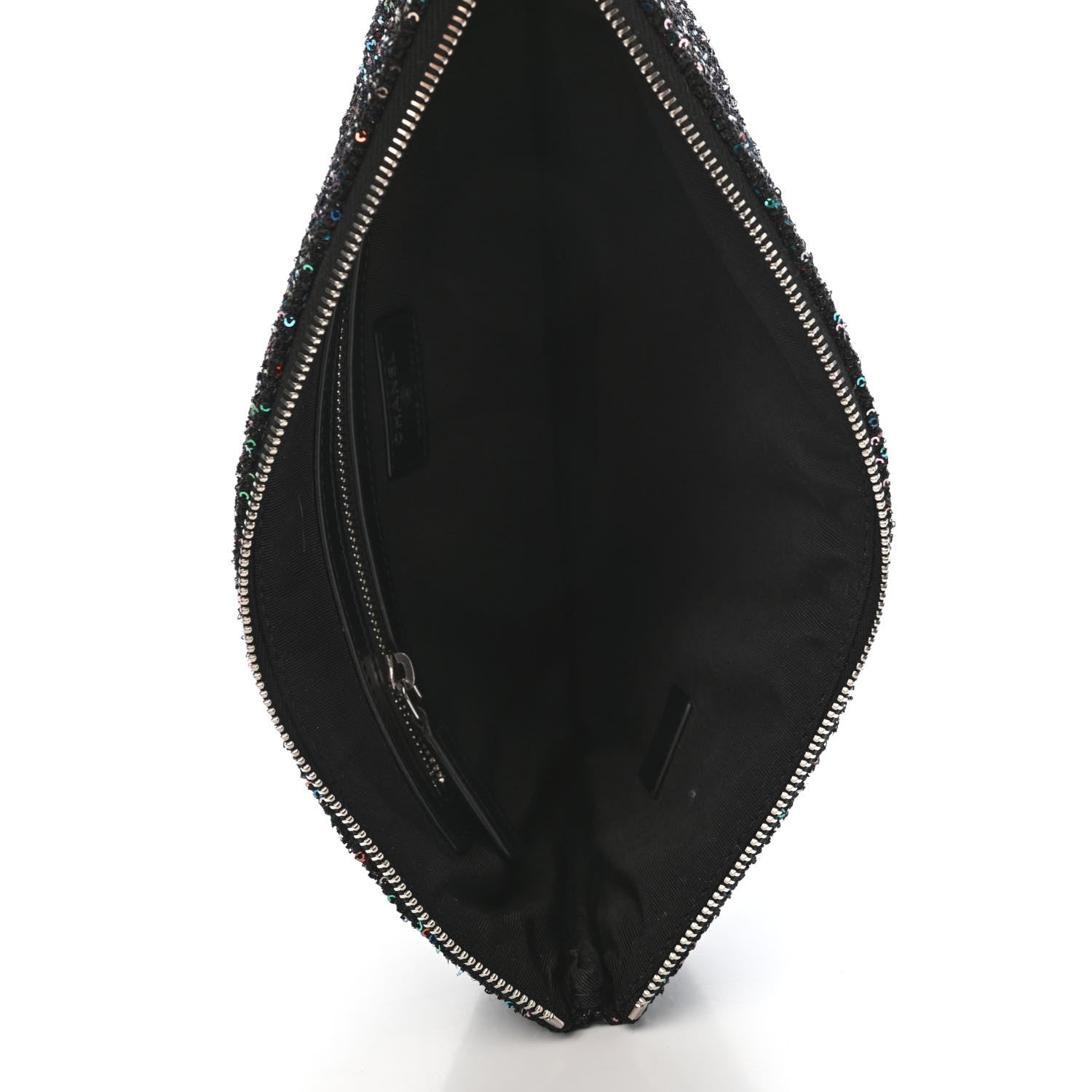 Chanel Canvas Sequin Medium Deauville Cosmetic Pouch Black 4 of 4