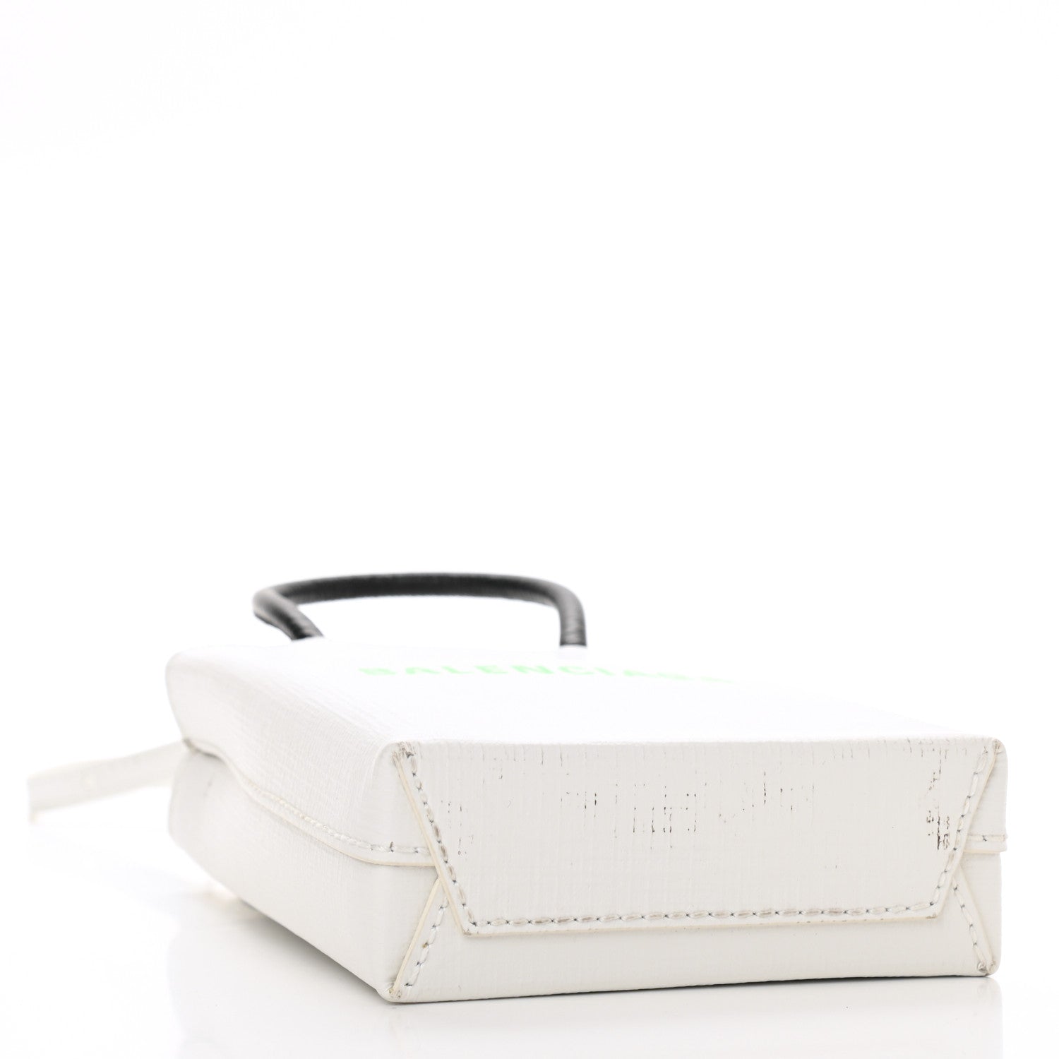 Balenciaga Squared Calfskin Logo Shopping Phone Holder Bag White Light Green 4 of 9