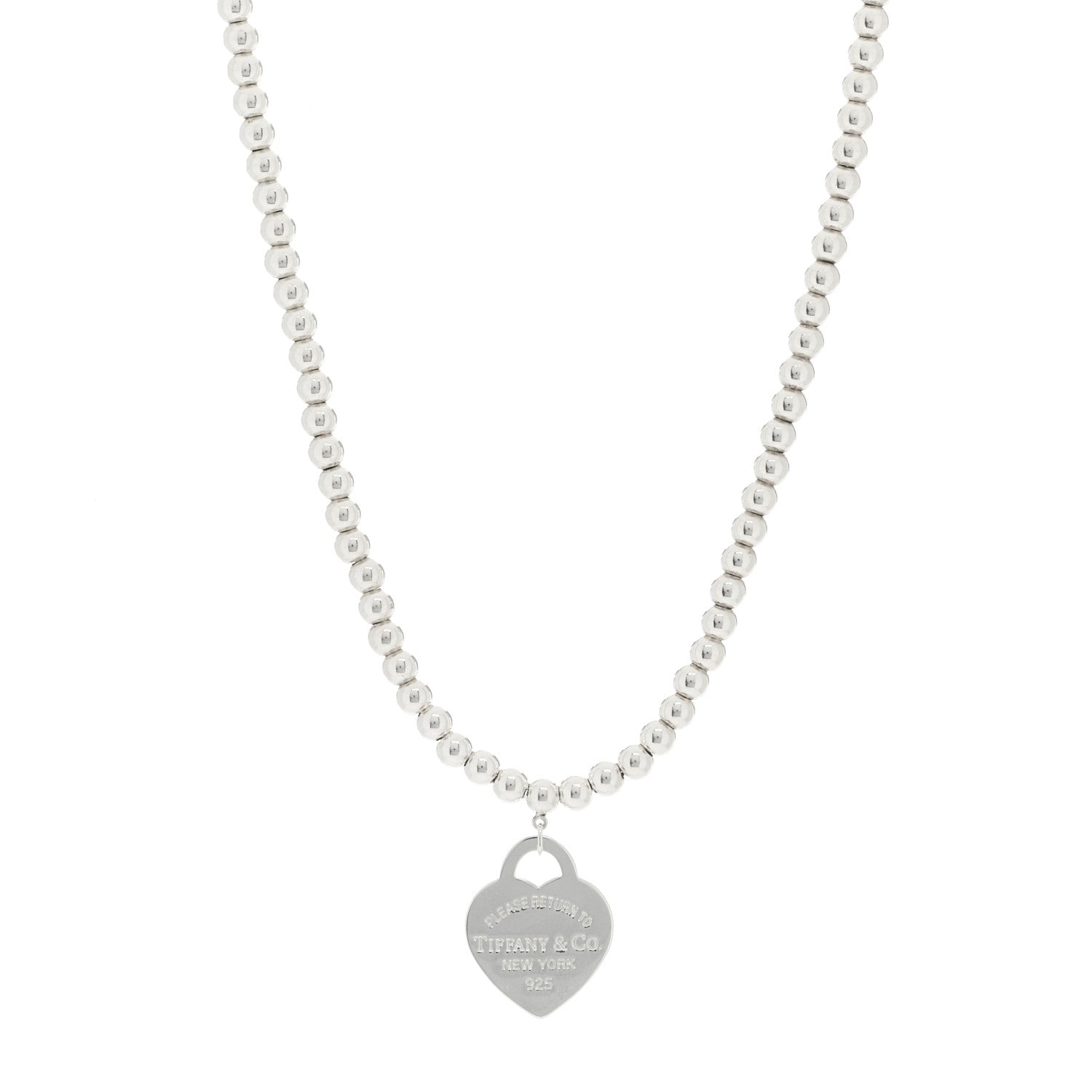 Tiffany Sterling Silver Return to Tiffany Heart Tag Bead Necklace 3 of 8