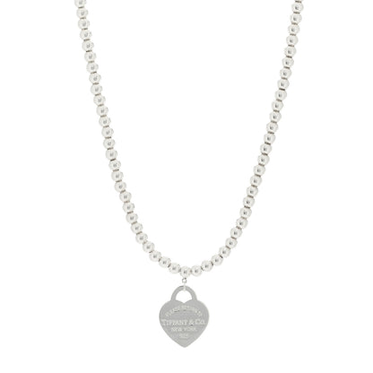 Tiffany Sterling Silver Return to Tiffany Heart Tag Bead Necklace 3 of 8