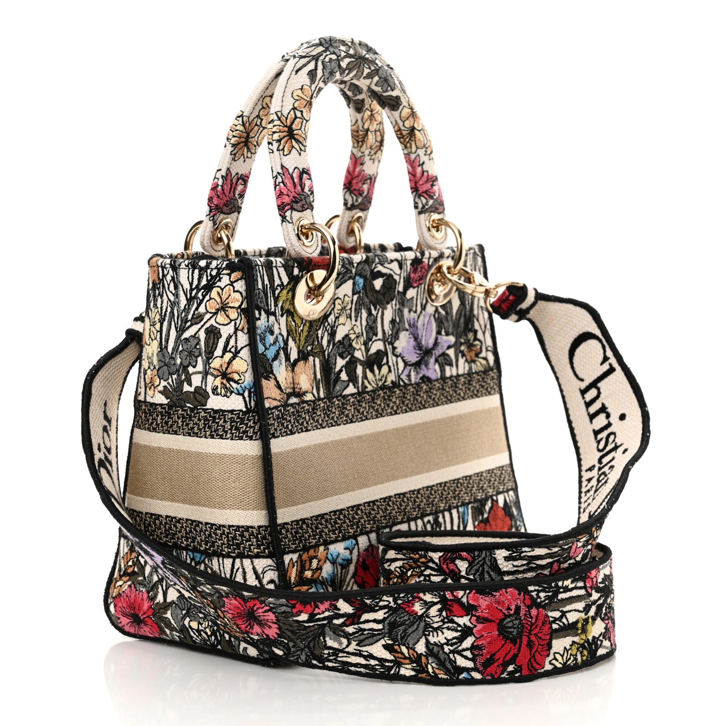 Canvas Embroidered Mille Fleurs Medium Lady D-Lite Multicolor