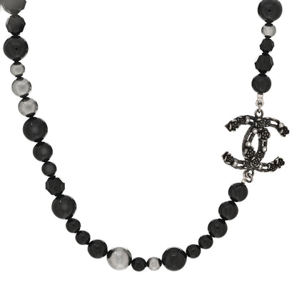 Chanel Pearl Crystal CC Camellia Necklace Ruthenium Black 1 of 6