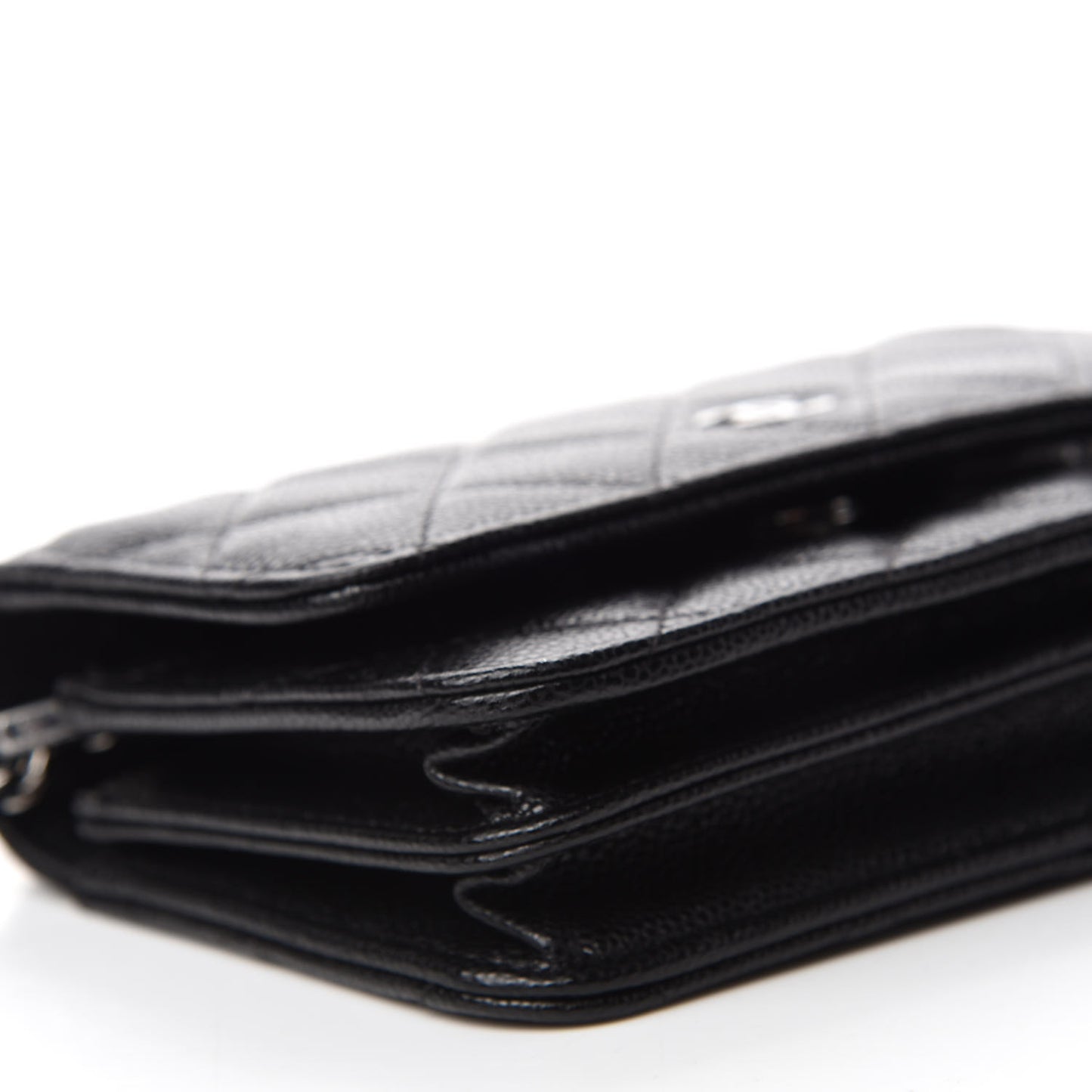 Caviar Quilted Mini Wallet On Chain WOC Black