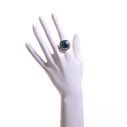 David Yurman Sterling Silver Diamond Blue Topaz 17mm Albion Statement Ring 58 8.25 2 of 4