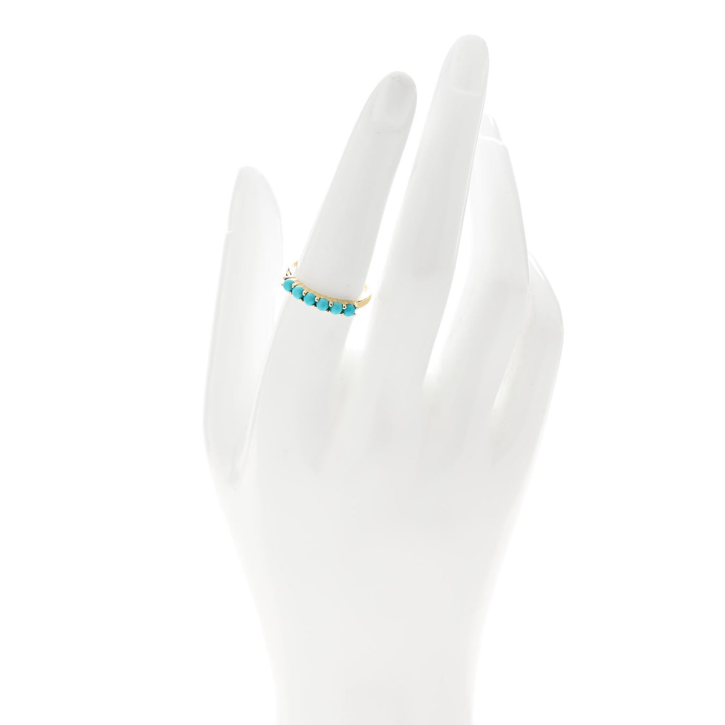 18K Yellow Gold Turquoise 4 Prong Ring 55 7.25