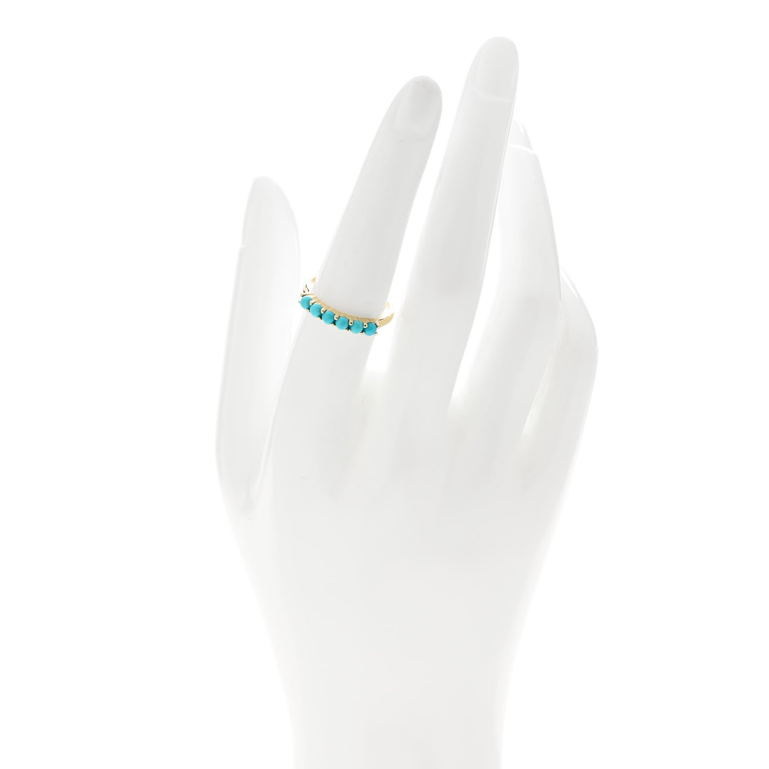 Jennifer Meyer 18K Yellow Gold Turquoise 4 Prong Ring 55 7.25 2 of 5