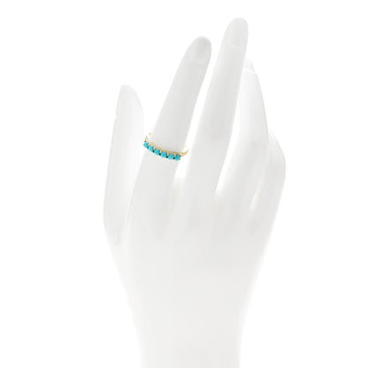 Jennifer Meyer 18K Yellow Gold Turquoise 4 Prong Ring 55 7.25 2 of 5