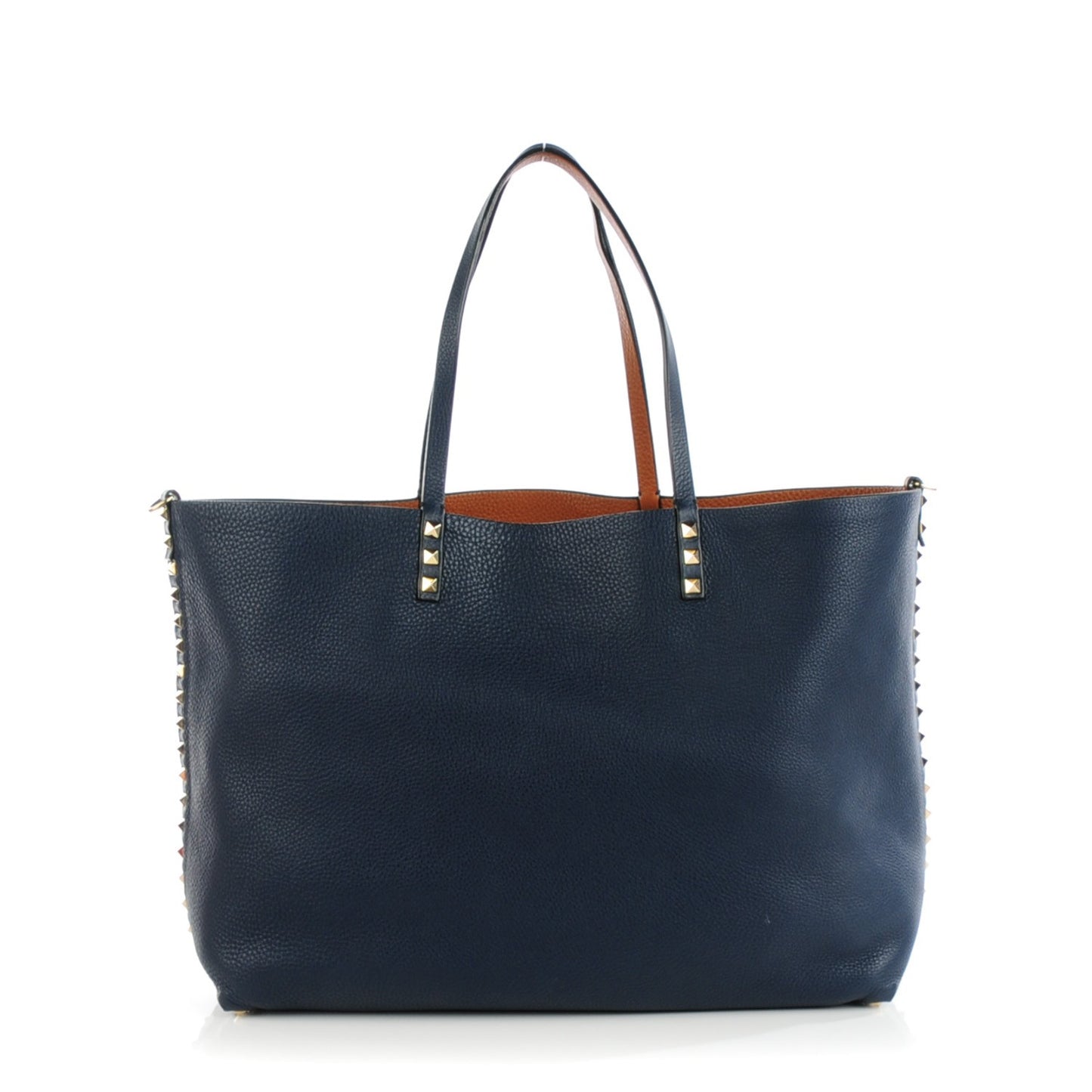 Pebbled Calfskin Medium Rockstud Reversible Tote Light Cuir Marine