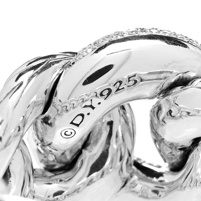 David Yurman Sterling Silver Pave Diamond Belmont Ring 54 6.75 4 of 4