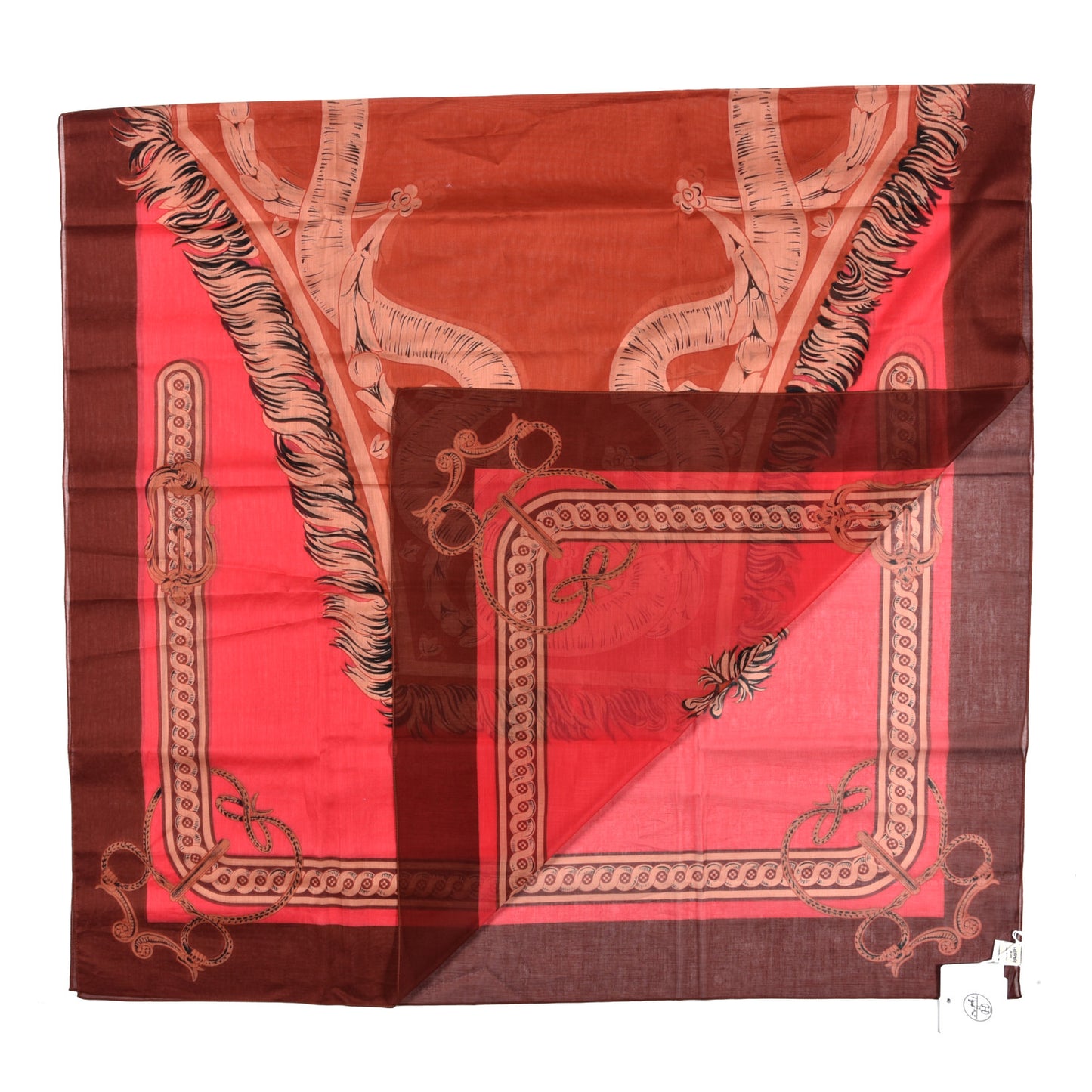 Cashmere Silk Bride De Cour Remix Scarf 140 Orange Rose Cotinga