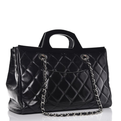 Chanel Glazed Calfskin Quilted Small CC Delivery Tote Black 11 of 17