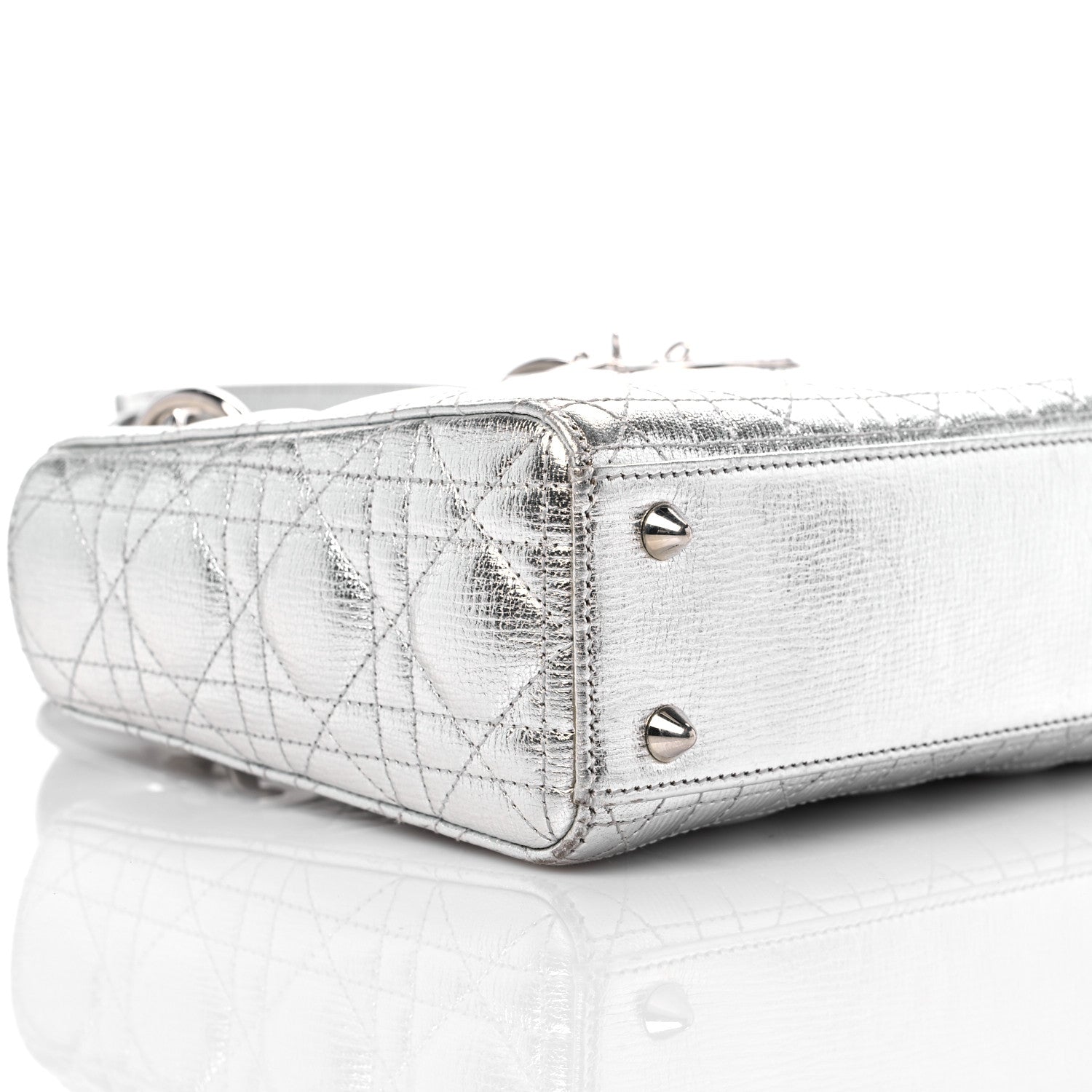 Christian Dior Metallic Grained Calfskin Cannage Small Lucky Badges My Lady Dior Silver 7 of 12