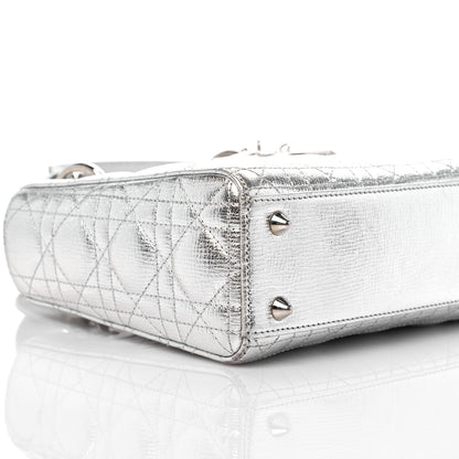 Christian Dior Metallic Grained Calfskin Cannage Small Lucky Badges My Lady Dior Silver 7 of 12