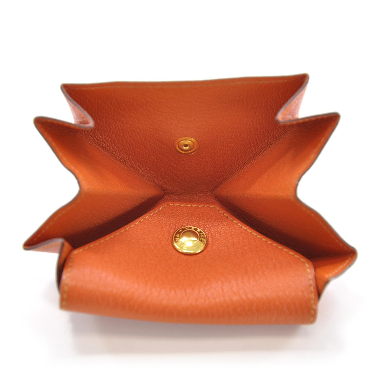Hermes Chevre Le 24 Coin Purse Orange 5 of 5