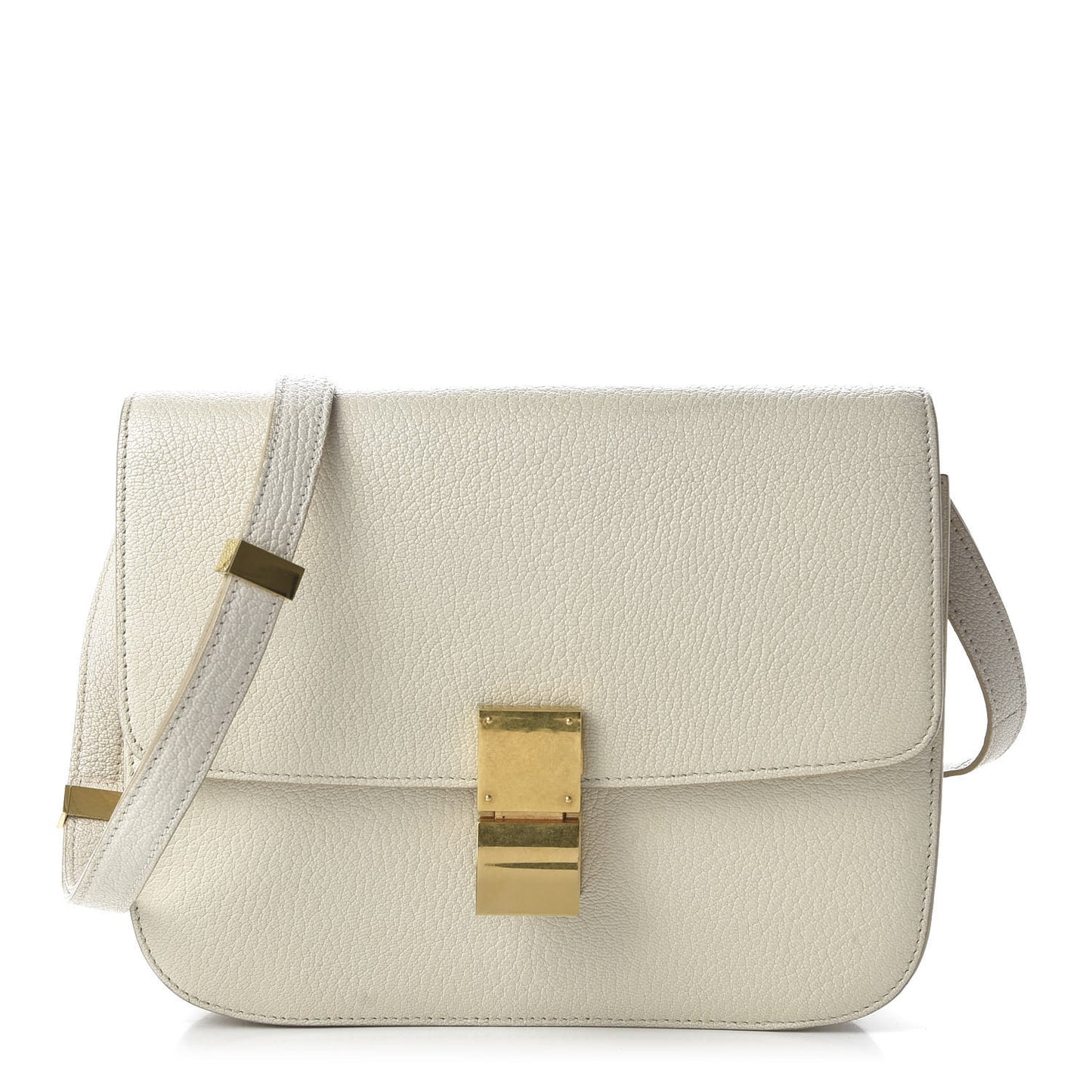 Goatskin Medium Classic Box Flap Bag White