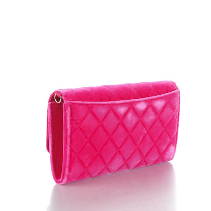Chanel Velvet Quilted Clutch Wallet Pink 3 of 9