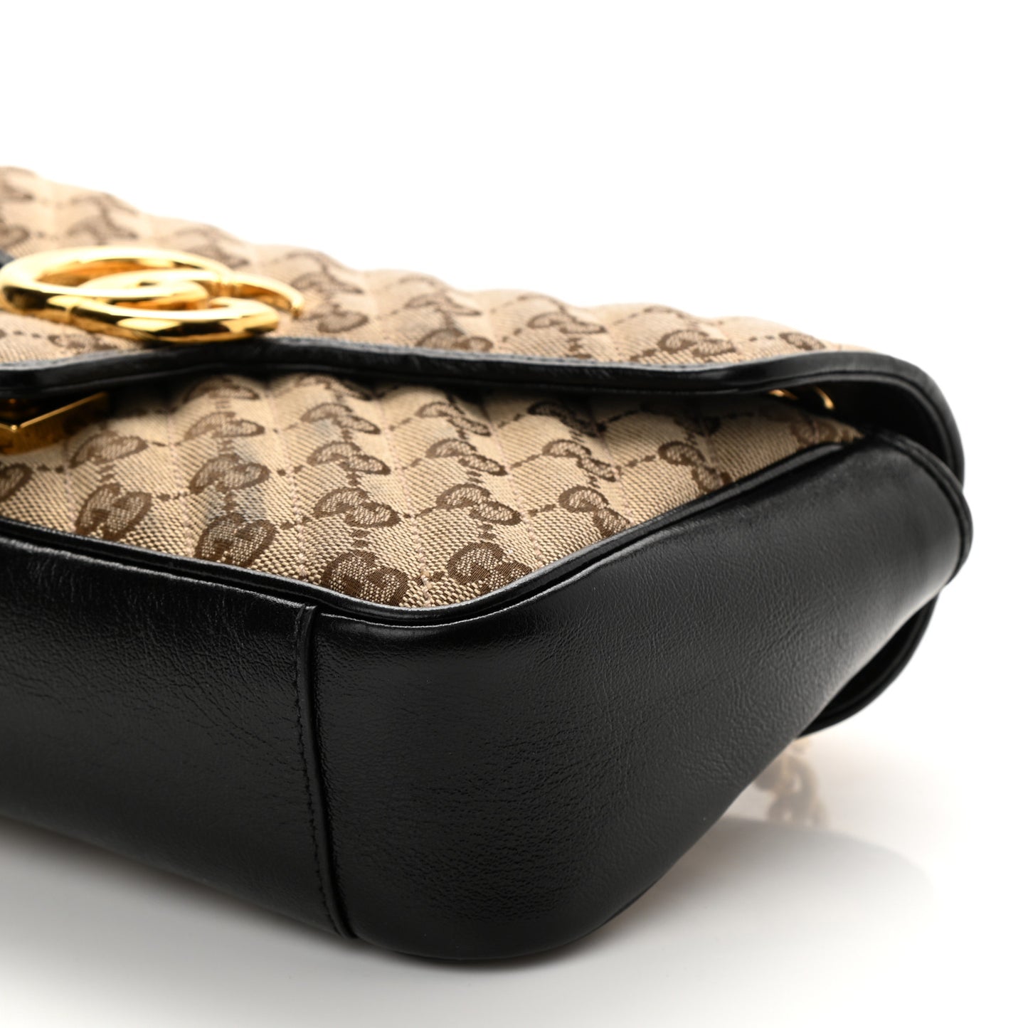 Monogram Matelasse Diagonal Small GG Marmont Shoulder Bag Beige Black