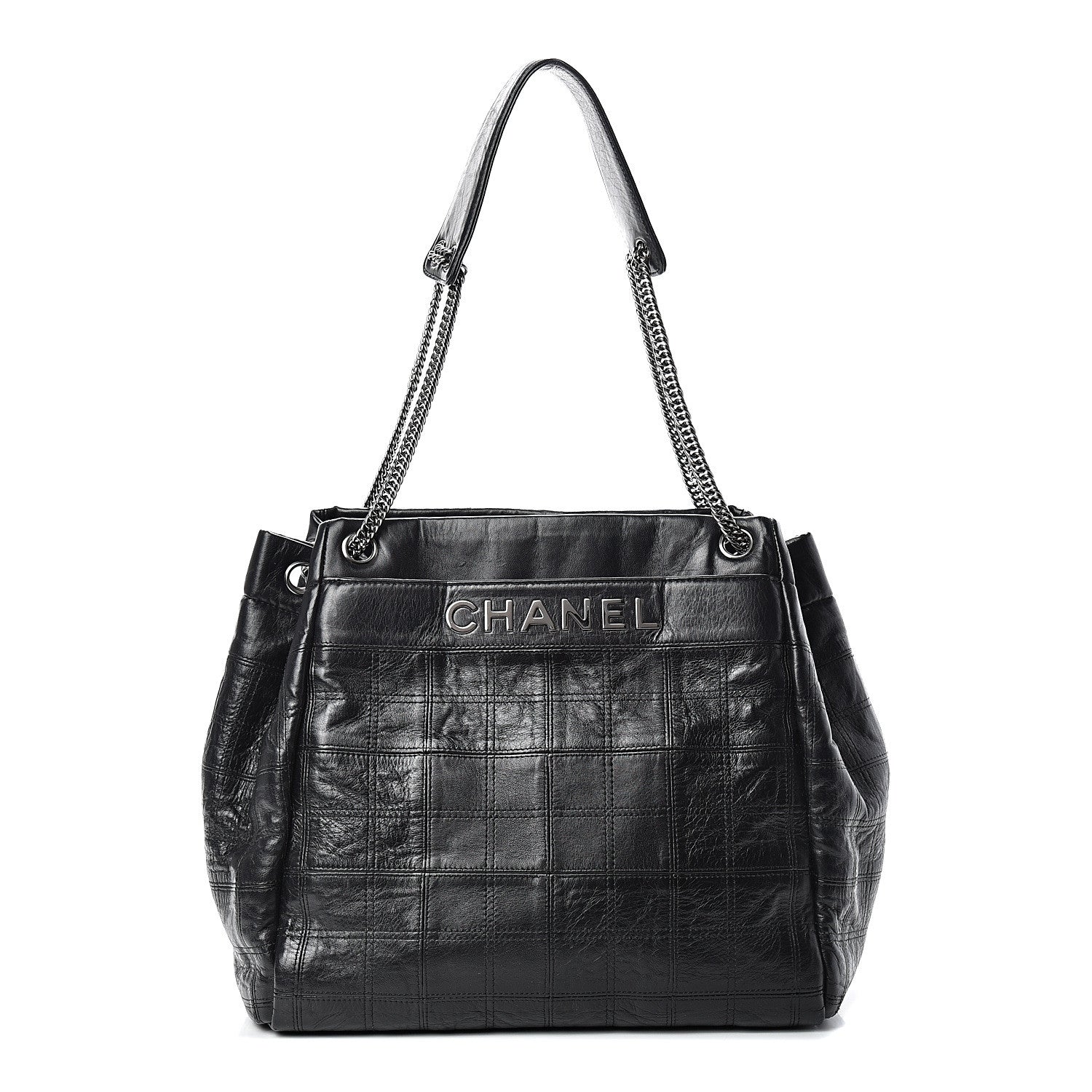 Chanel Lambskin Square Stitched Lax Accordion Shoulder Bag Black 1 of 10