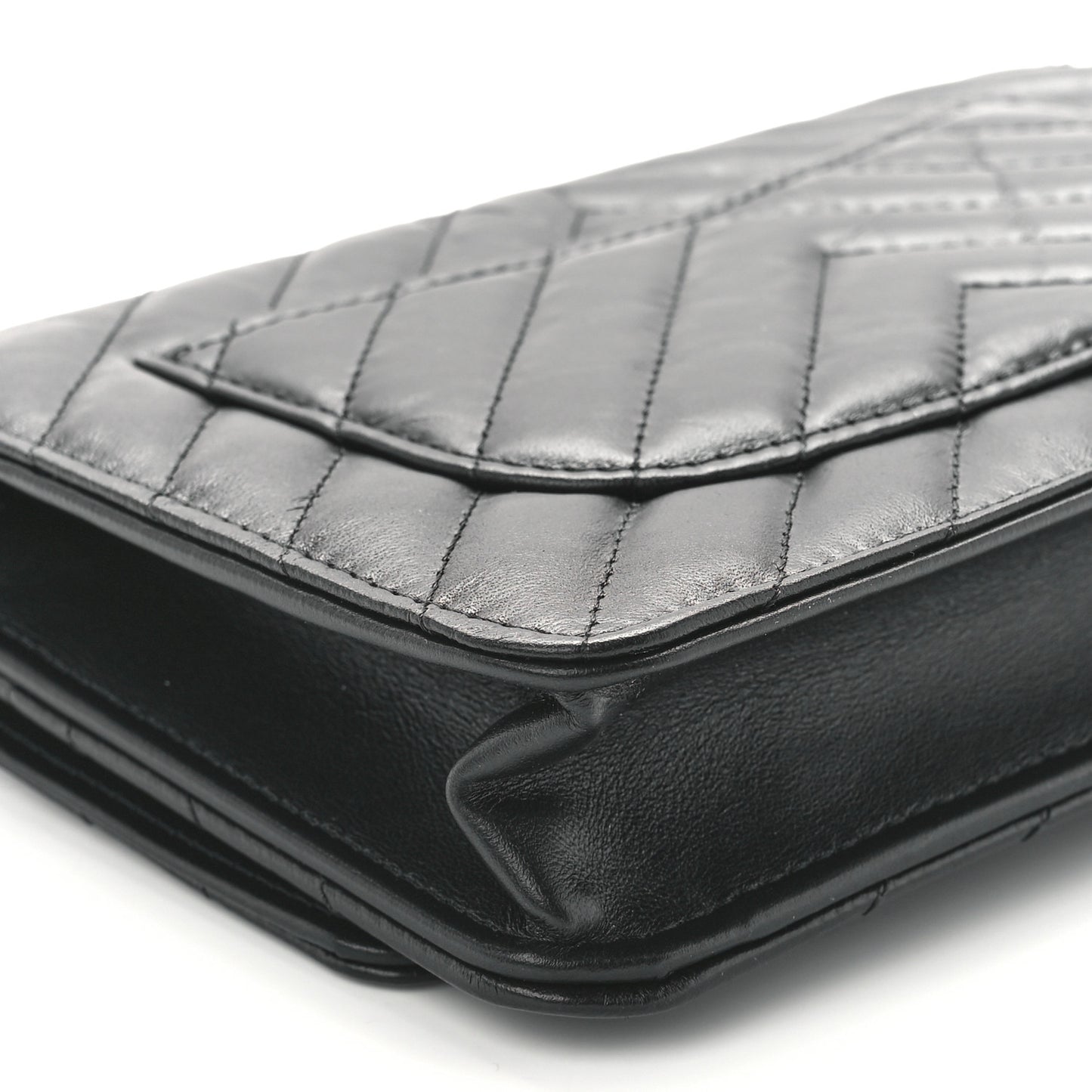 Aged Calfskin Chevron Quilted Reissue Wallet On Chain WOC So Black