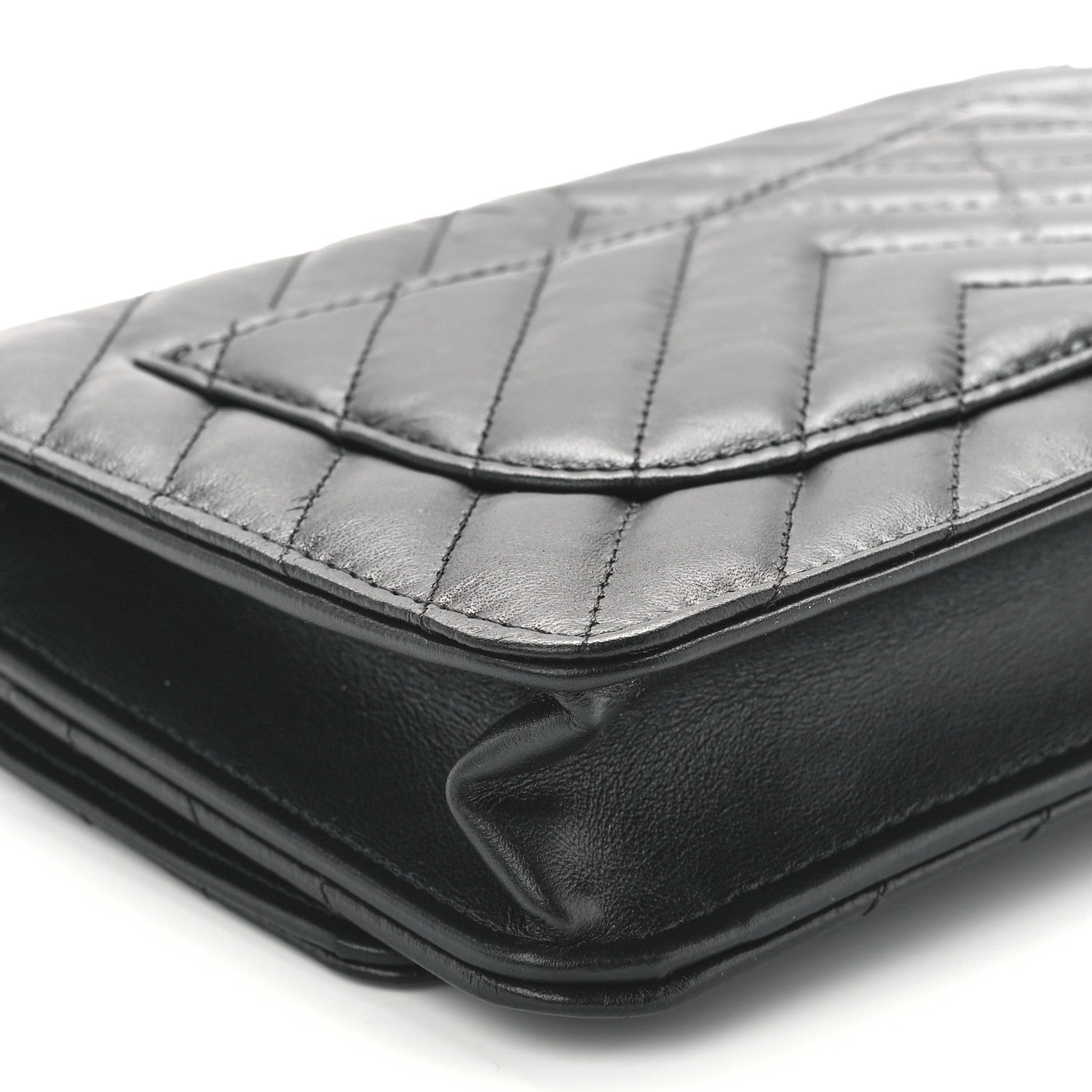 Chanel Aged Calfskin Chevron Quilted Reissue Wallet On Chain WOC So Black 10 of 12