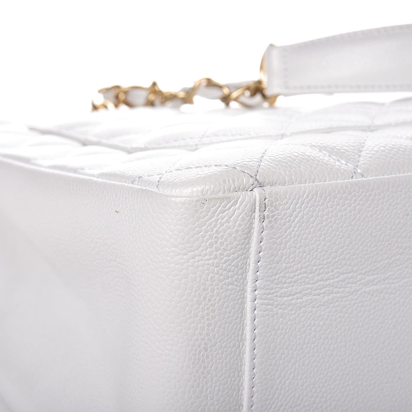 Caviar Quilted Grand Shopping Tote GST White