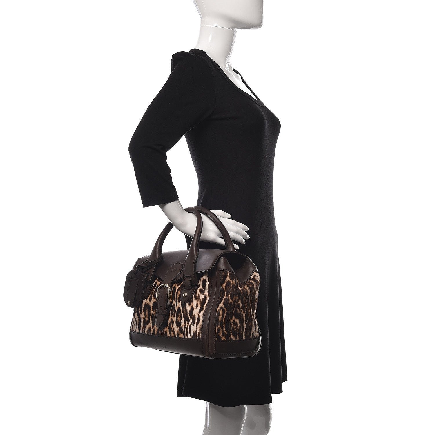 Gucci Calf Hair Leopard Print Medium Heritage Boston Bag Brown 2 of 10