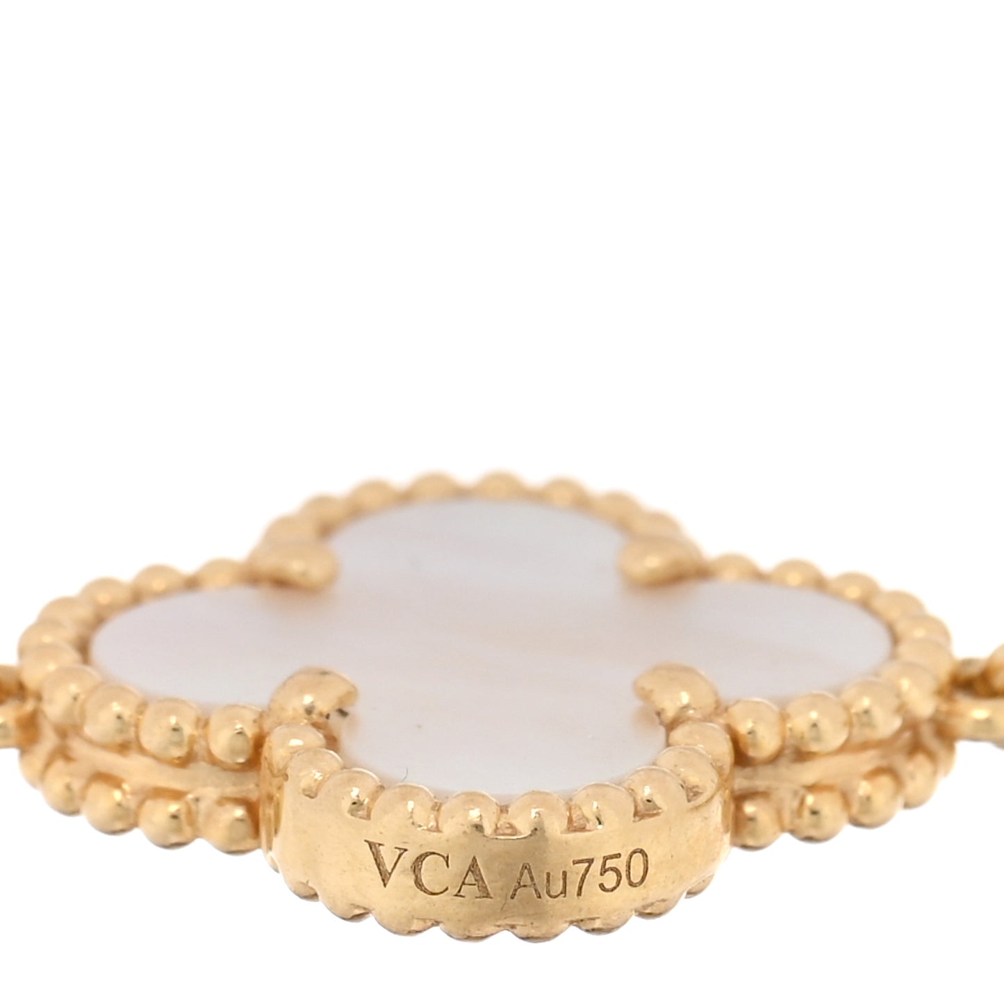 18K Yellow Gold Mother of Pearl 5 Motifs Vintage Alhambra Bracelet