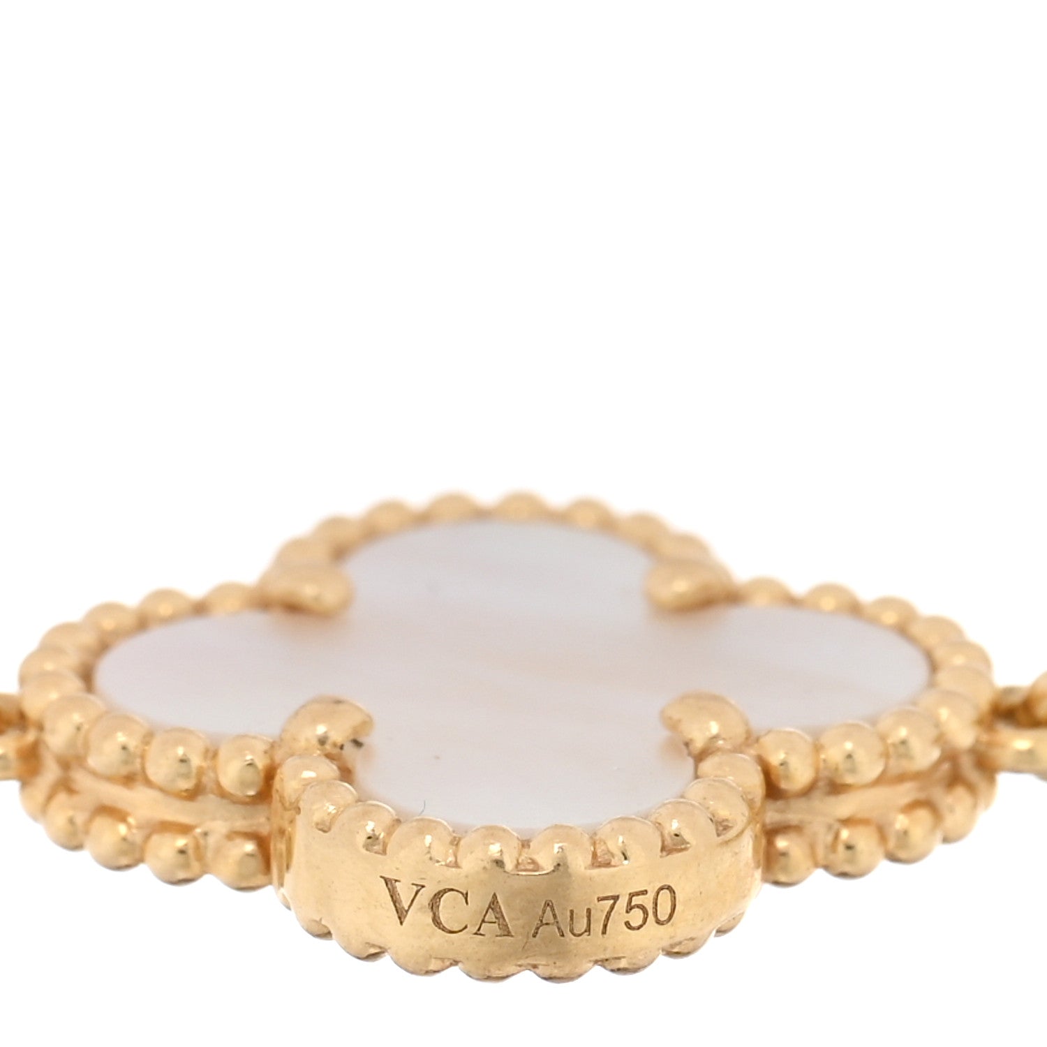 Van Cleef & Arpels 18K Yellow Gold Mother of Pearl 5 Motifs Vintage Alhambra Bracelet 3 of 3