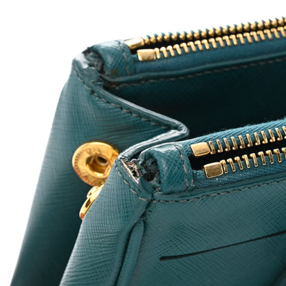 Prada Saffiano Lux Mini Double Zip Tote Ottanio 14 of 15