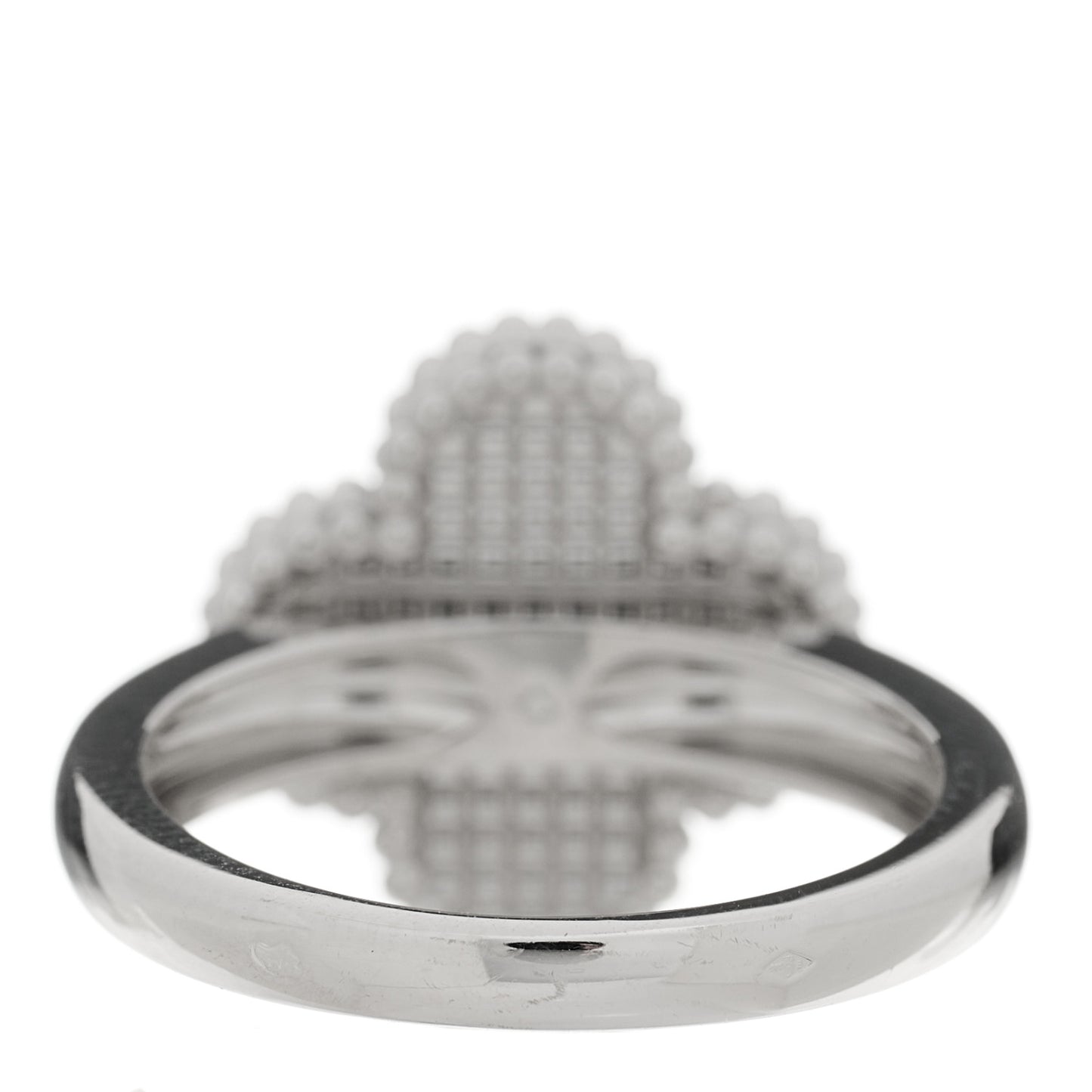 18K White Gold Guilloche Vintage Alhambra Ring 54 6.75