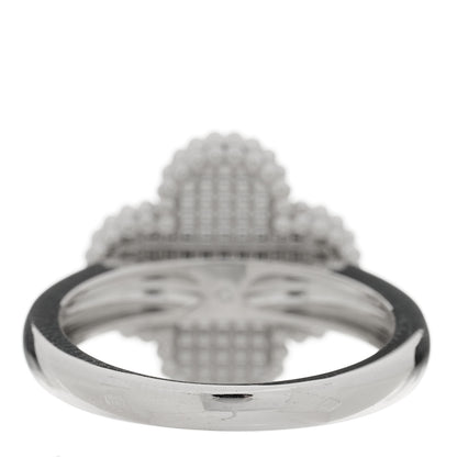 Van Cleef & Arpels 18K White Gold Guilloche Vintage Alhambra Ring 54 6.75 4 of 6